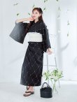 画像12: 【予約 / 5月下旬発送予定】アーガイルビジュー浴衣 OBI-siwa-204-wk-12-OW / HIMO-906-yn-PEARL / HEKO-800-sb-5-W / YA-1080-kj-B / GETA-01-kj-1-B/ [yo/YMT] (12)