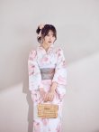 画像14: 【即日発送】ニュアンスピンク水彩朝顔浴衣 【浴衣3点セット 浴衣/帯/下駄】[OF04] (14)