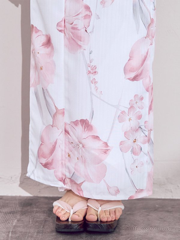 画像22: 【即日発送】ニュアンスピンク水彩朝顔浴衣 【浴衣3点セット 浴衣/帯/下駄】[OF04] (22)