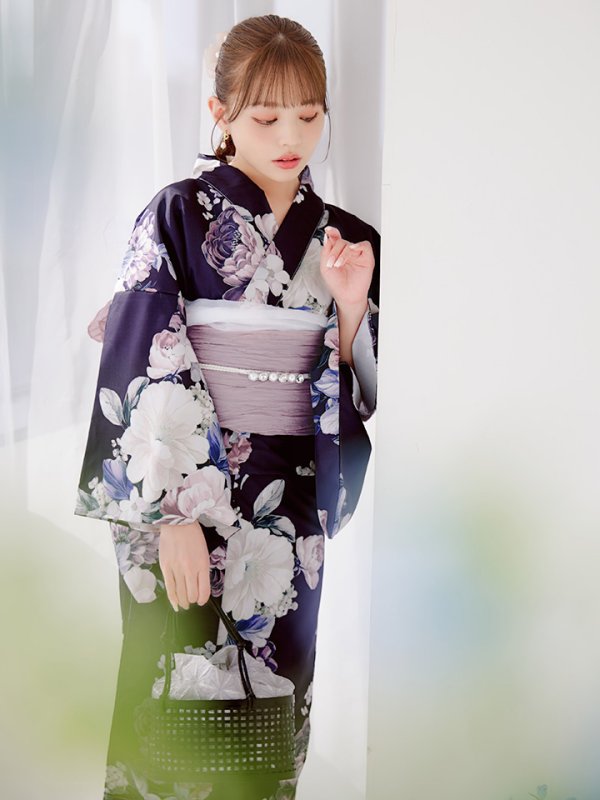 画像11: 【即日発送】クラシカルフラワーブーケ浴衣【浴衣３点セット 浴衣/帯/下駄】[OF04] (11)