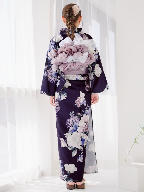画像18: 【即日発送】クラシカルフラワーブーケ浴衣【浴衣３点セット 浴衣/帯/下駄】[OF04] (18)