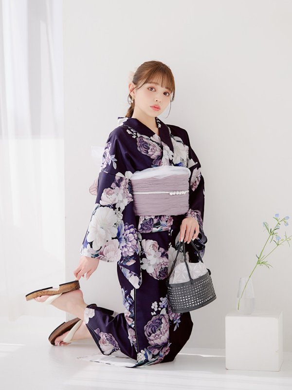 画像8: 【即日発送】クラシカルフラワーブーケ浴衣【浴衣３点セット 浴衣/帯/下駄】[OF04] (8)