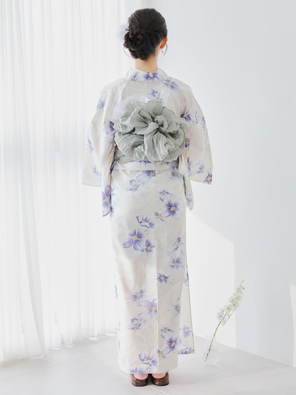 画像14: 【即日発送】紫の花揺蕩う浴衣【浴衣３点セット 浴衣/帯/下駄】[OF04] (14)