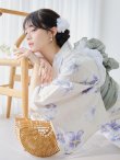 画像1: 【予約 / 5月中旬発送予定】紫の花揺蕩う浴衣 OBI-siwa-204-wk-11-LGY / HIMO-900-yn-2-DusBL / HEKO-800-sb-5-W / YA-1068-kn-W / GETA-01-kj-2-BL/ [/OF01] (1)