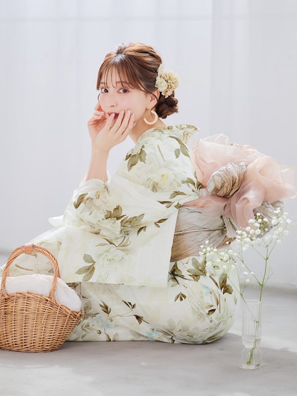 画像2: 【即日発送】秋静牡丹の大人浴衣【浴衣３点セット 浴衣/帯/下駄】[YMT] (2)