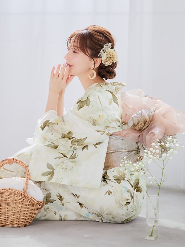 画像7: 【即日発送】秋静牡丹の大人浴衣【浴衣３点セット 浴衣/帯/下駄】[YMT] (7)