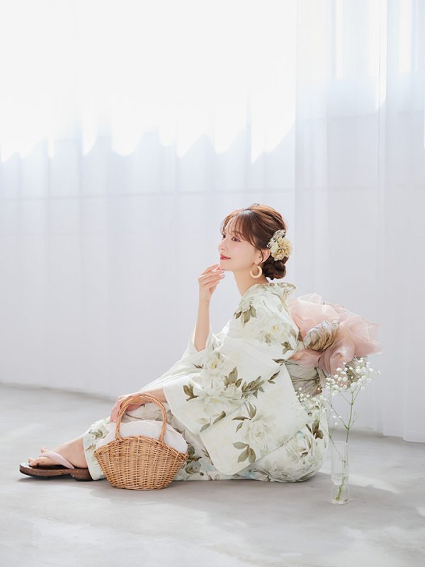 画像9: 【即日発送】秋静牡丹の大人浴衣【浴衣３点セット 浴衣/帯/下駄】[YMT] (9)