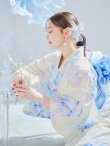 画像14: 【予約 / 5月上旬発送予定】グラデーションブルー牡丹和モダン浴衣 OBI-lame-400-kj-12-TrBL / HIMO-900-yn-5-IV / HEKO-800-sb-5-W / YA-1001-kj-BL / GETA-01-kj-2-BL/ [o/YMT] (14)