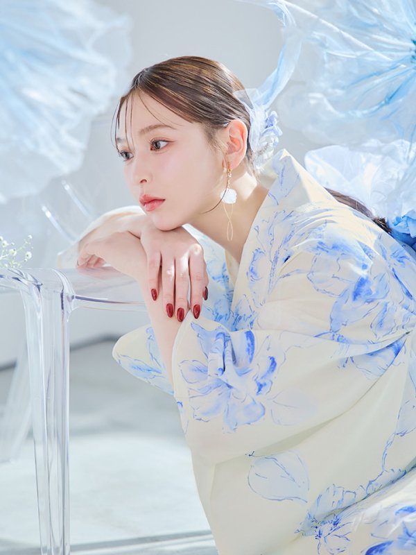 画像20: 【即日発送】グラデーションブルー牡丹和モダン浴衣【浴衣３点セット 浴衣/帯/下駄】[YMT] (20)