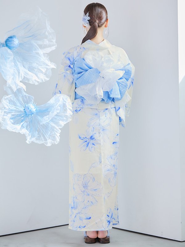 画像19: 【即日発送】グラデーションブルー牡丹和モダン浴衣【浴衣３点セット 浴衣/帯/下駄】[YMT] (19)
