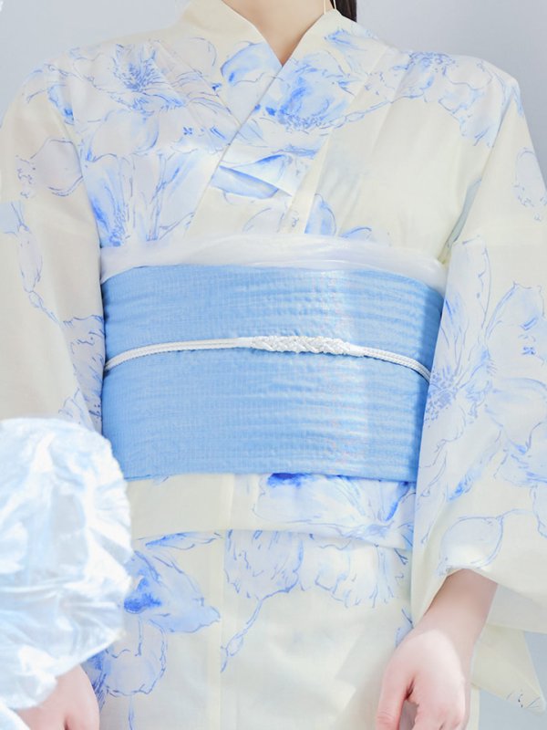 画像20: 【即日発送】グラデーションブルー牡丹和モダン浴衣【浴衣３点セット 浴衣/帯/下駄】[YMT] (20)