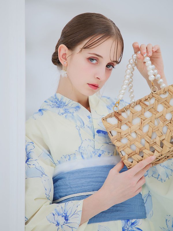 画像8: 【即日発送】グラデーションブルー牡丹和モダン浴衣【浴衣３点セット 浴衣/帯/下駄】[YMT] (8)