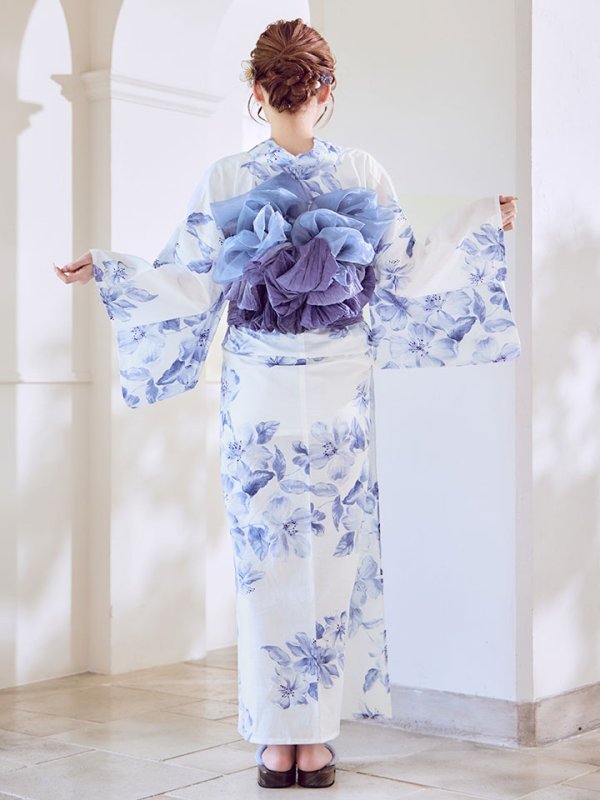 画像17: モダンフラワー大人エレガント浴衣【浴衣３点セット 浴衣/帯/下駄】[OF04] (17)