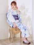 画像2: モダンフラワー大人エレガント浴衣【浴衣３点セット 浴衣/帯/下駄】[OF04] (2)