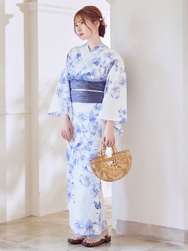 画像3: モダンフラワー大人エレガント浴衣【浴衣３点セット 浴衣/帯/下駄】[OF04] (3)