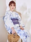 画像16: モダンフラワー大人エレガント浴衣【浴衣３点セット 浴衣/帯/下駄】[OF04] (16)