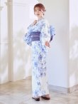 画像7: モダンフラワー大人エレガント浴衣【浴衣３点セット 浴衣/帯/下駄】[OF04] (7)
