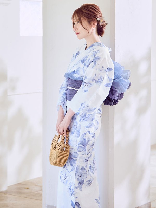 画像11: モダンフラワー大人エレガント浴衣【浴衣３点セット 浴衣/帯/下駄】[OF04] (11)