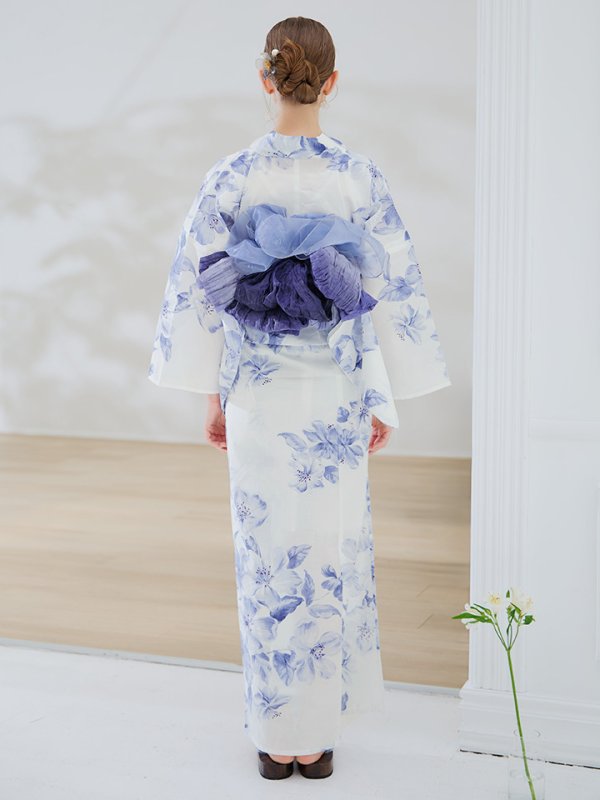 画像15: 【即日発送】モダンフラワー大人エレガント浴衣【浴衣３点セット 浴衣/帯/下駄】[OF04] (15)