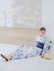 画像1: モダンフラワー大人エレガント浴衣 OBI-g-500-kj-9-NV / HIMO-900-yn-5-IV / HEKO-800-sb-8-DusBL / YA-1016-kj-GY / GETA-01-kj-2-BL/ [YMT] (1)