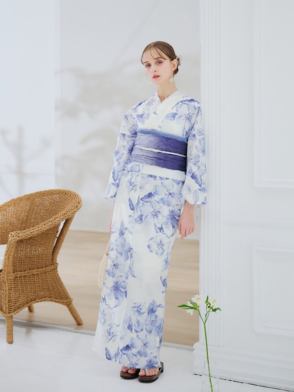 画像5: 【即日発送】モダンフラワー大人エレガント浴衣【浴衣３点セット 浴衣/帯/下駄】[OF04] (5)