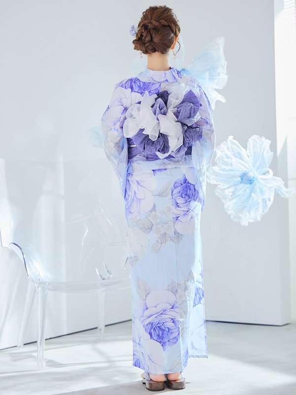 画像17: 【即日発送】アンティークブルーローズ浴衣【浴衣３点セット 浴衣/帯/下駄】[YMT] (17)