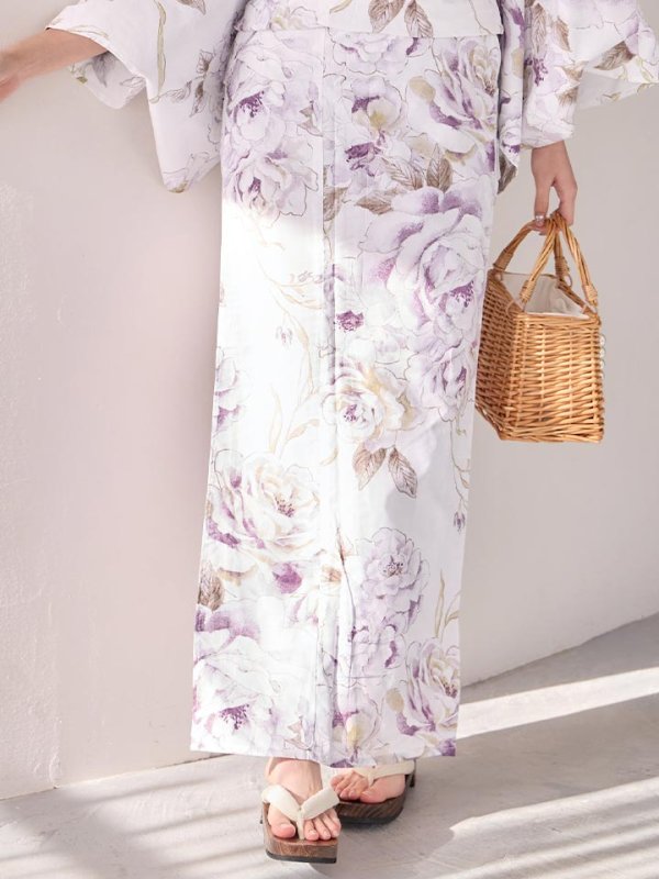 画像17: 【即日発送】藤霞のアンティークローズ浴衣【浴衣３点セット 浴衣/帯/下駄】[OF04/HC03] (17)