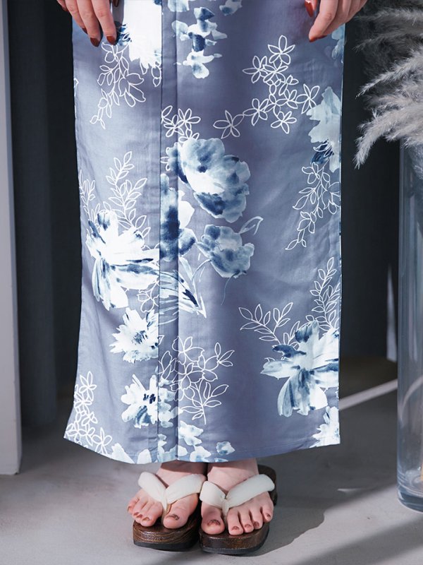 画像20: 【即日発送】グレイ×モードフラワー浴衣【浴衣３点セット 浴衣/帯/下駄】[YMT] (20)