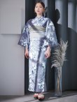 画像4: グレイ×モードフラワー浴衣 OBI-siwa-200-kj-6-W / HIMO-900-yn-4-GYxGY / HEKO-800-sb-9-GYGE / YA-953-kn-BL / GETA-01-kj-3-IV / [YMT] (4)