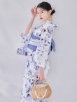 画像2: 【即日発送】水墨ニュアンスフラワー浴衣【浴衣３点セット 浴衣/帯/下駄】[OF04/HC03] (2)