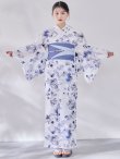 画像4: 【即日発送】水墨ニュアンスフラワー浴衣【浴衣３点セット 浴衣/帯/下駄】[OF04/HC03] (4)