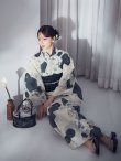 画像2: 【予約 / 5月下旬発送予定】梅柄藍鼠色浴衣 OBI-siwa-204-wk-1-B / HIMO-900-yn-3-GYxGD / YA-1072-kn-B / GETA-02-ok-4-MOC / [yo/OF01] (2)