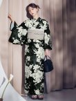 画像13: 【予約 / 5月下旬発送予定】ブラック線画フラワー浴衣 OBI-siwa-204-wk-8-BE / HIMO-900-yn-1-B / HEKO-800-sb-5-W / YA-1016-kj-CL / GETA-02-ok-4-MOC/ [yo/OF01] (13)