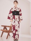 画像4: 【予約 / 5月下旬発送予定】白椿と梅の花柄浴衣 OBI-siwa-204-wk-1-B / HIMO-902-kj-5-RosePK / / YA-1066-kj-IV / GETA-02-ok-8-RoseP/ [yo/OF01] (4)