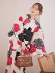 画像10: 【予約 / 5月下旬発送予定】紅色と黒の朝顔柄浴衣 OBI-siwa-204-wk-1-B / HIMO-902-kj-5-RosePK / / YA-1072-kn-R / GETA-02-ok-7-R/ [yo/OF01] (10)