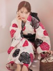 画像3: 【予約 / 5月下旬発送予定】紅色と黒の朝顔柄浴衣 OBI-siwa-204-wk-1-B / HIMO-902-kj-5-RosePK / / YA-1072-kn-R / GETA-02-ok-7-R/ [yo/OF01] (3)
