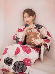 画像6: 【予約 / 5月下旬発送予定】紅色と黒の朝顔柄浴衣 OBI-siwa-204-wk-1-B / HIMO-902-kj-5-RosePK / / YA-1072-kn-R / GETA-02-ok-7-R/ [yo/OF01] (6)