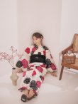画像9: 【予約 / 5月下旬発送予定】紅色と黒の朝顔柄浴衣 OBI-siwa-204-wk-1-B / HIMO-902-kj-5-RosePK / / YA-1072-kn-R / GETA-02-ok-7-R/ [yo/OF01] (9)