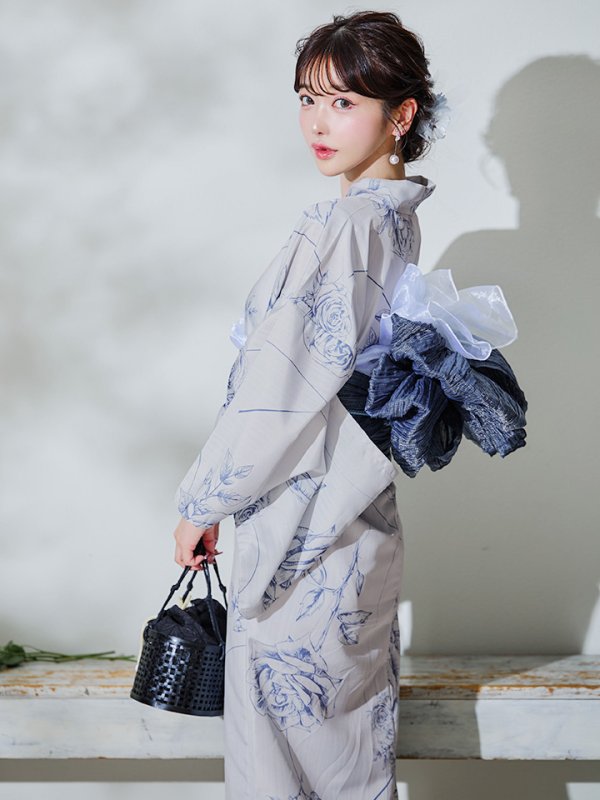 画像11: 【即日発送】【Riuコラボ】ブルーローズ浴衣【浴衣３点セット 浴衣/帯/下駄】[YMT] (11)