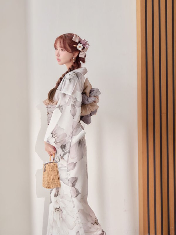 画像20: 送料無料！グレージュニュアンスピオニー浴衣【浴衣３点セット 浴衣/帯/下駄】[OF04]【予約 / 4月上旬発送予定】 (20)