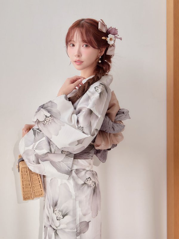 画像21: 送料無料！グレージュニュアンスピオニー浴衣【浴衣３点セット 浴衣/帯/下駄】[OF04]【予約 / 4月上旬発送予定】 (21)