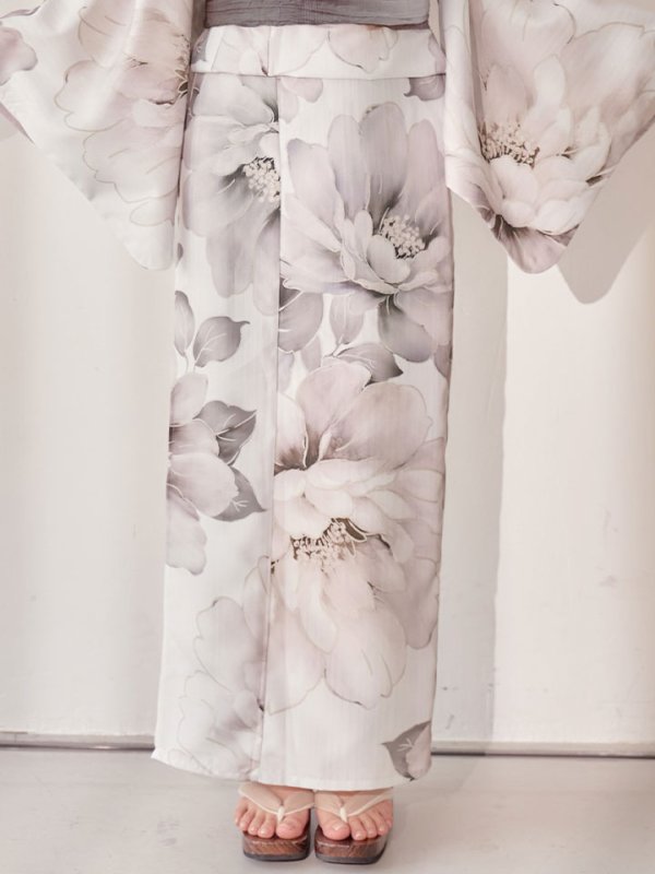 画像27: 送料無料！グレージュニュアンスピオニー浴衣【浴衣３点セット 浴衣/帯/下駄】[OF04]【予約 / 4月上旬発送予定】 (27)