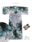 画像39: 送料無料！水彩ブルーフラワー浴衣【浴衣３点セット 浴衣/帯/下駄】[OF04]【予約 / 5月上旬発送予定】 (39)