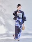 画像2: 【即日発送】大人ネイビー牡丹浴衣【浴衣３点セット 浴衣/帯/下駄】[OF04] (2)