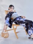 画像9: 【即日発送】大人ネイビー牡丹浴衣【浴衣３点セット 浴衣/帯/下駄】[OF04] (9)