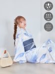 画像3: 【即日発送】凛と咲く清涼蒼花浴衣【浴衣３点セット 浴衣/帯/下駄】[OF04] (3)