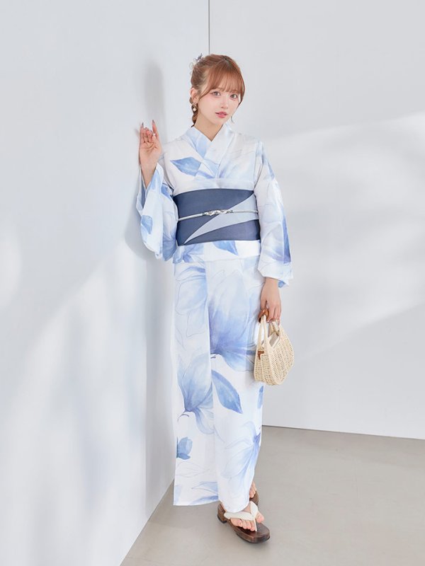 画像15: 【即日発送】凛と咲く清涼蒼花浴衣【浴衣３点セット 浴衣/帯/下駄】[OF04] (15)