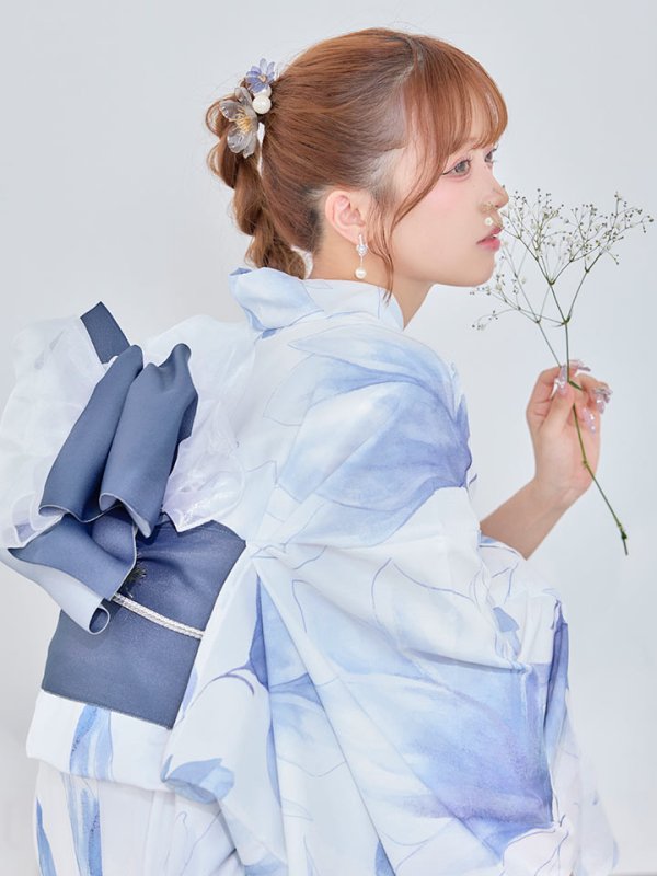 画像19: 【即日発送】凛と咲く清涼蒼花浴衣【浴衣３点セット 浴衣/帯/下駄】[OF04] (19)