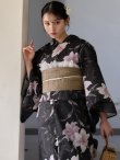 画像3: 送料無料！ホワイトリリー黒地浴衣【浴衣３点セット 浴衣/帯/下駄】[OF04]【予約 / 6月中旬発送予定】 (3)