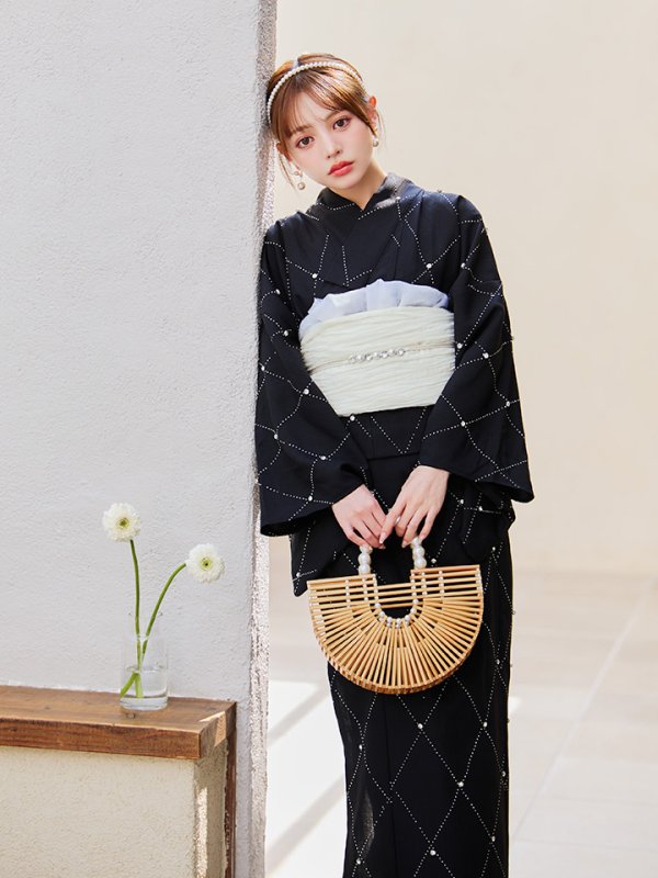 画像16: 【即日発送】セパレートアーガイルビジュー浴衣【浴衣4点セット 浴衣/帯/下駄】[YMT] (16)